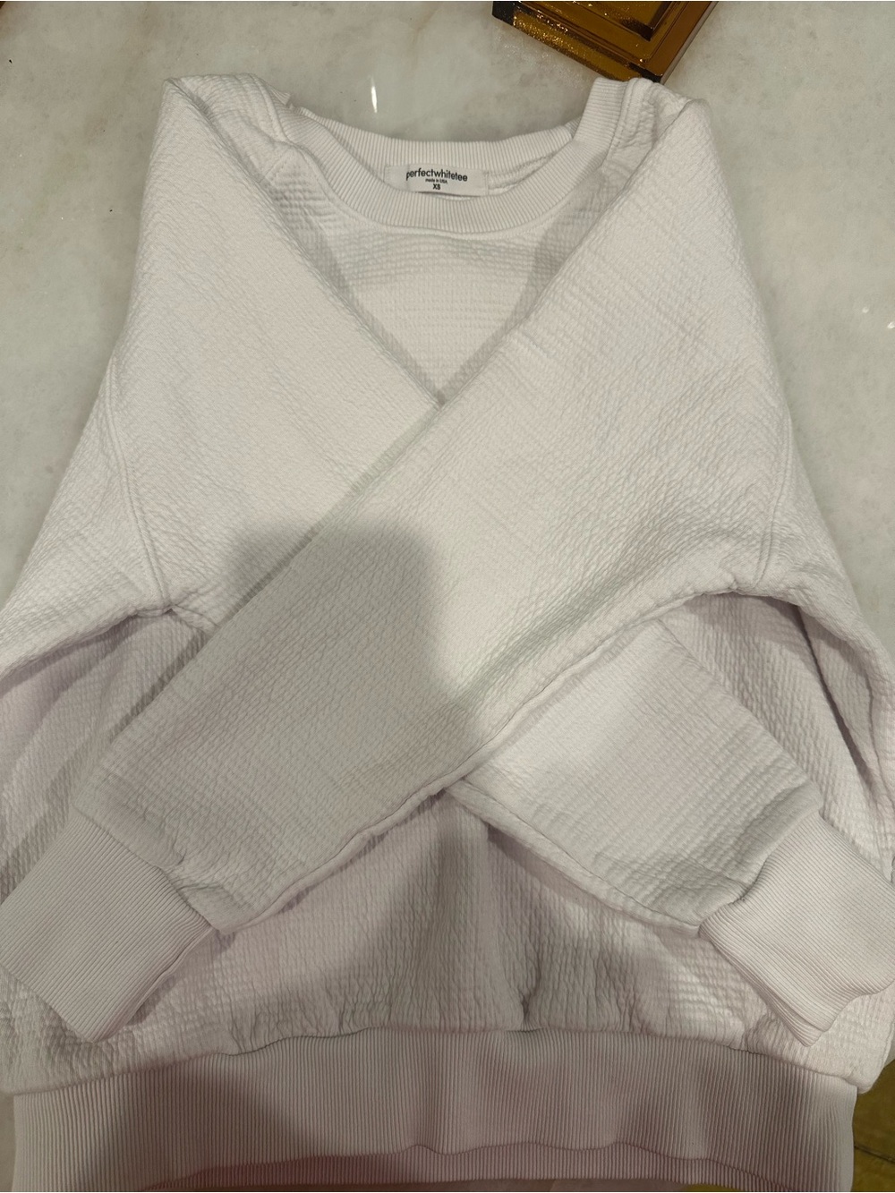 Perfect White Co. Textured White Sweatshirt